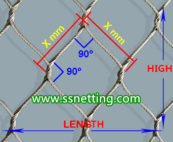 Factory of 3/64inch x 1.5inch x 1.5inch stainless steel cable netting, wire rope netting, cable mesh netting for zoo in China