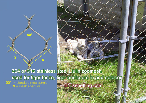  304 or 316 stainless steel Liulin zoo mesh used for tiger fence, tiger enclosure in and outdoor