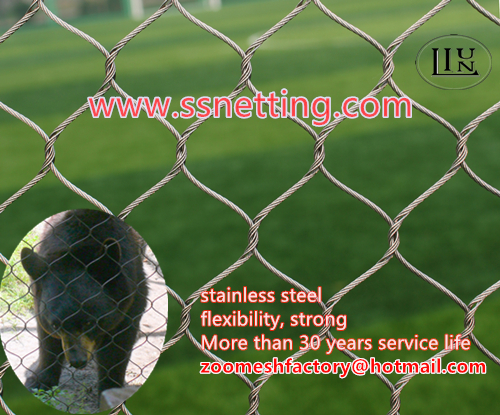 Wire cable animal cage mesh for sale, stainless steel hand woven mesh for animal fence, animal enclosure manufacturer