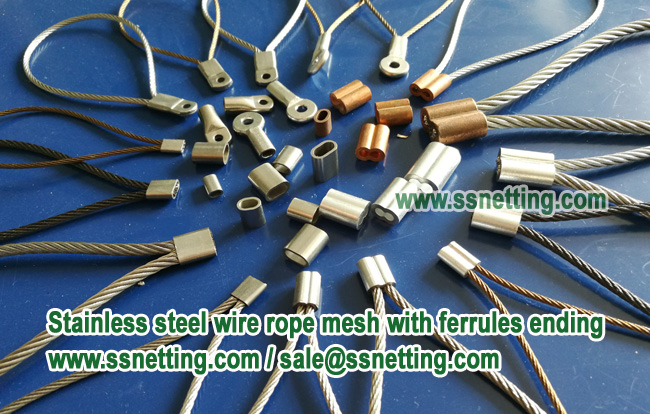 Stainless steel wire rope mesh with ferrules ending