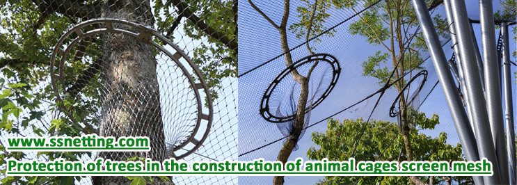 Protection of trees in the construction of animal cages screen mesh