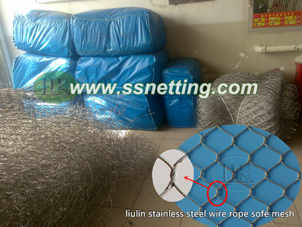 Stainless steel wire rope braiding soft mesh/ wire rope soft netting/ wire rope mesh by hand woven
