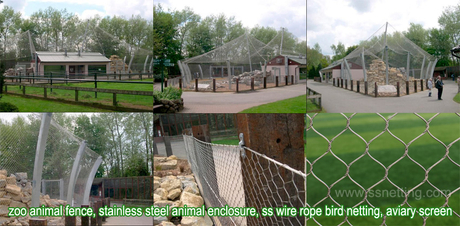 zoo animal fence, stainless steel animal enclosure, ss wire rope bird netting, aviary screen.jpg