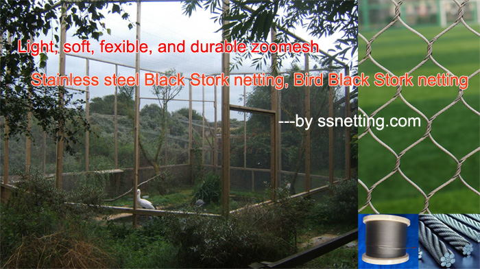 Light, soft, fexible, and durable zoo mesh for Stainless steel Black Stork netting, Bird Black Stork netting