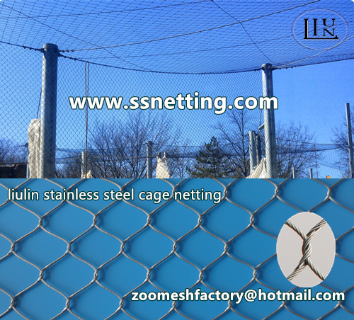 Stainless steel wire rope cage netting| stainless steel wire rope woven mesh| stainless steel aviary netting --- liulin handworen metal mesh