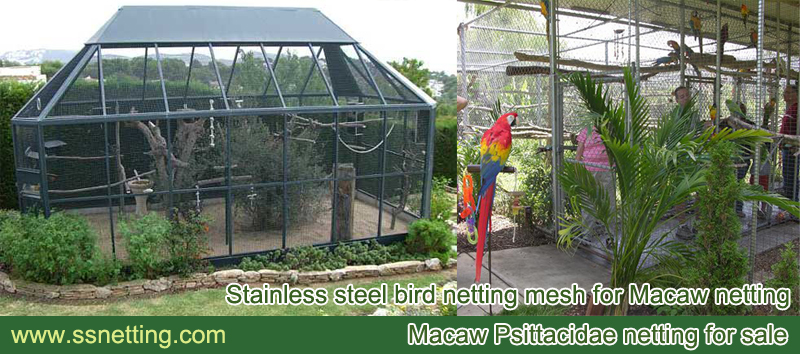 Stainless steel parrot covered netting for parrot venues screen and parrot cages top