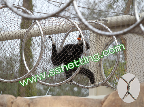 monkey fence netting, monkey fence enclosure, monkey cage fence, monkey exhibit fencing, zoo monkey cage mesh, wire rope monkey protective mesh