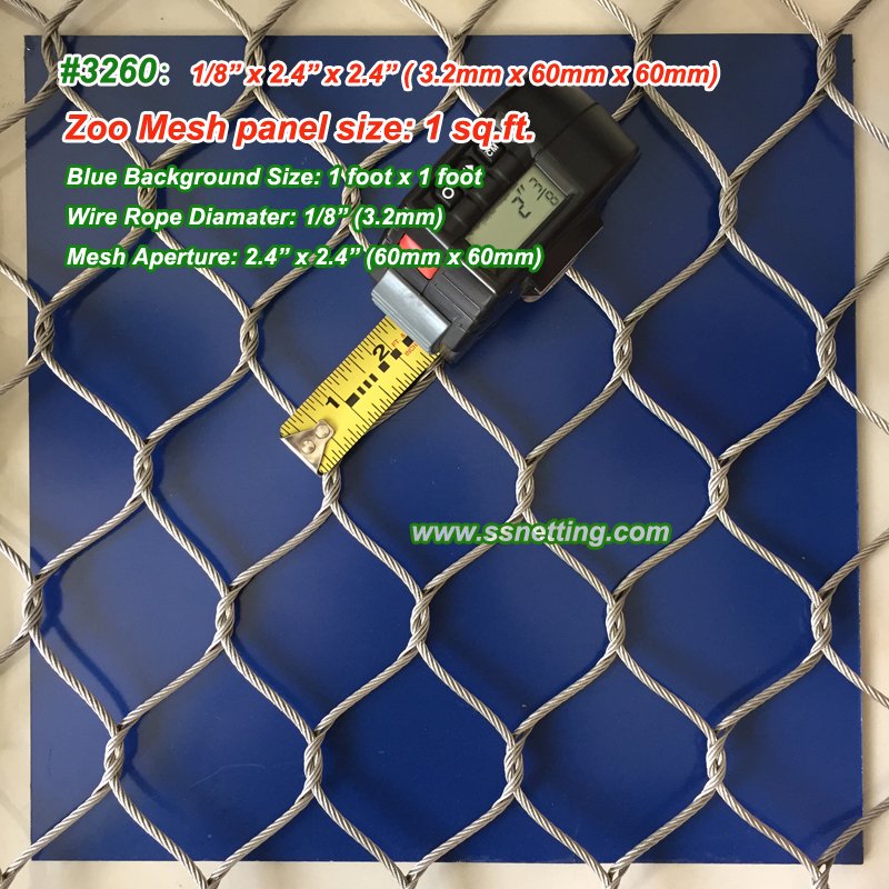 Stainless Wire Mesh Fencing 1/8", 2.4" x 2.4", ( 3.2mm, 60mm x 60mm)