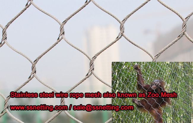 stainless steel wire rope mesh also known as Zoo Mesh