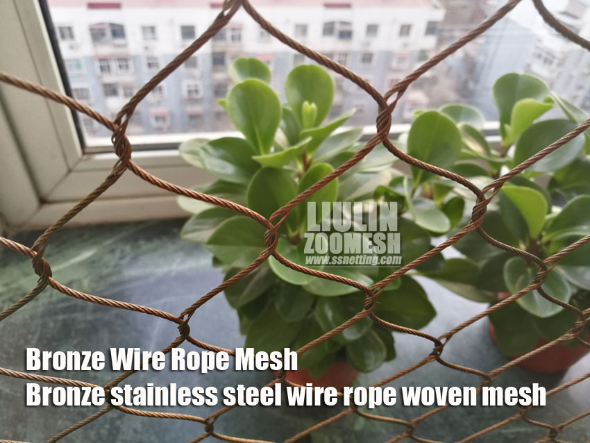 Bronze color, copper colored, brass colored stainless steel wire rope mesh