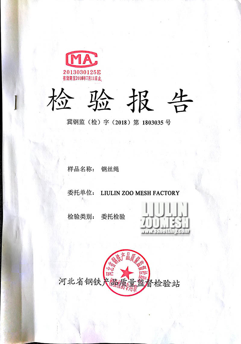 Report of Stainless steel wire rope woven mesh-01