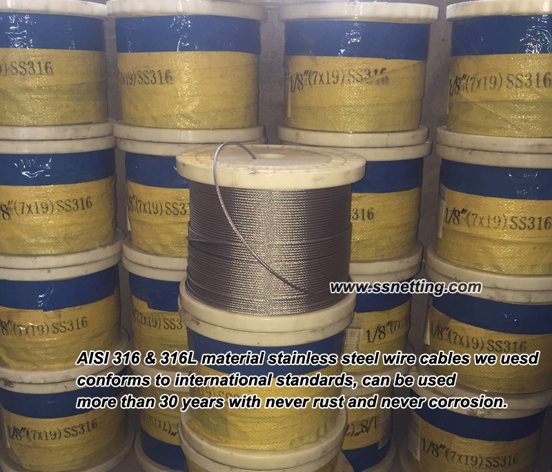 stainless steel wire rope mesh AISI316-316L