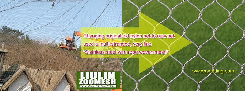 Aviary park new net used a multi-stranded, very fine stainless steel wire rope woven mesh