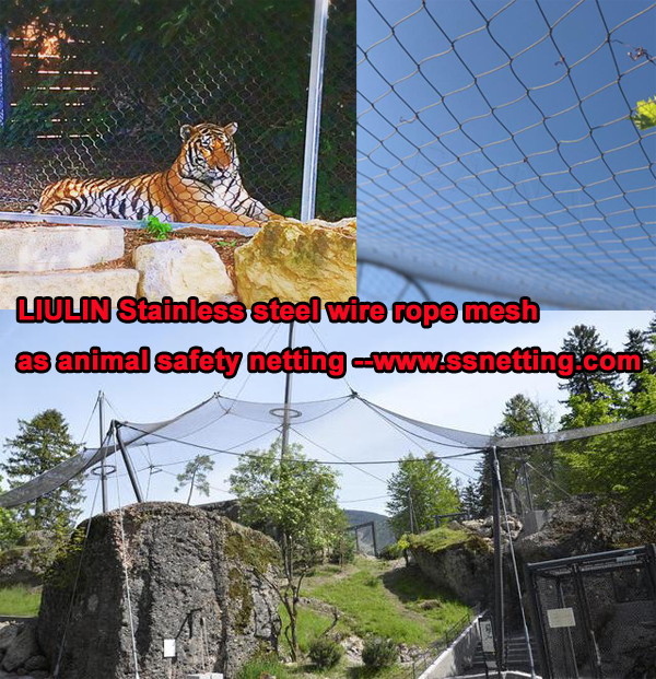 Stainless steel wire rope mesh as animal safety netting