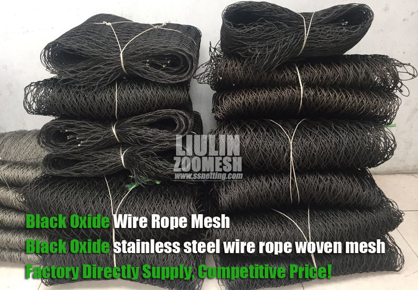Black oxide stainless steel wire rope woven mesh suppliers in China