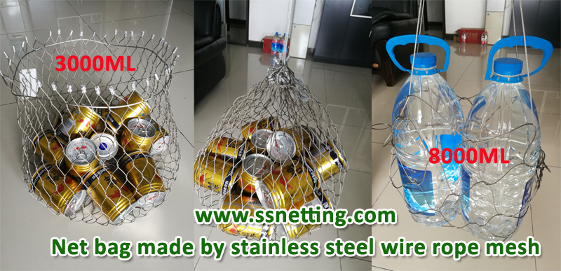 Net bag made by stainless steel wire rope mesh