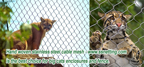 Hand woven stainless steel cable mesh is the best choice for big cats enclosures and fence..jpg