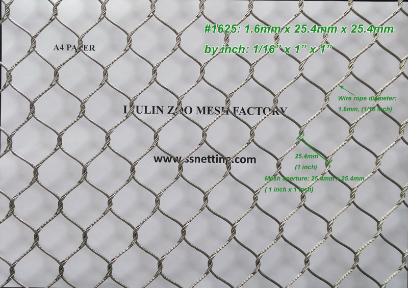 stainless steel wire rope mesh 1625