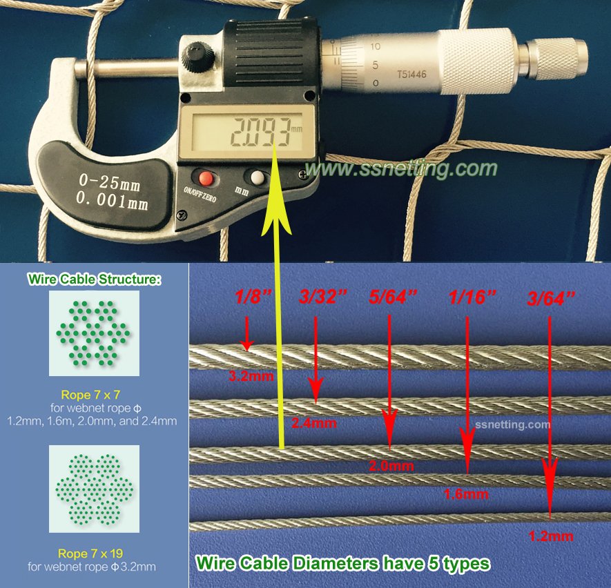 stainless steel wire rope mesh-2.0mm