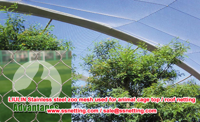 Stainless steel zoo mesh used for animal cage top roof netting
