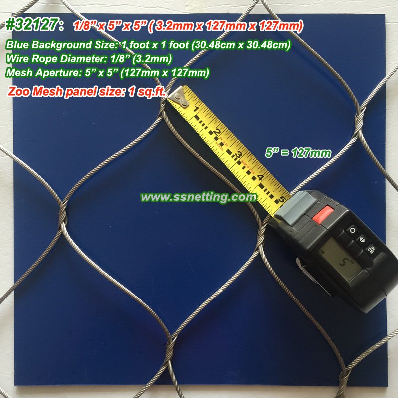 Panel size: 1 sq.ft. of Stainless steel wire rope mesh code #32127 