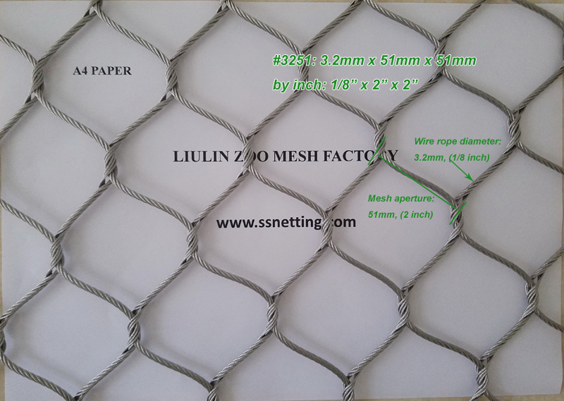 Stainless Wire Mesh Fencing 1/8", 2" x 2", ( 3.2mm, 51mm x 51mm)