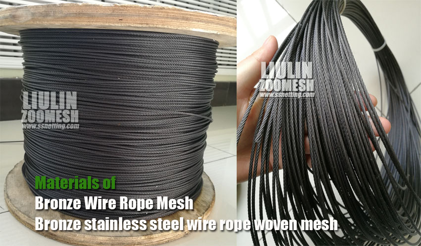 materials of black stainless steel wire rope woven mesh
