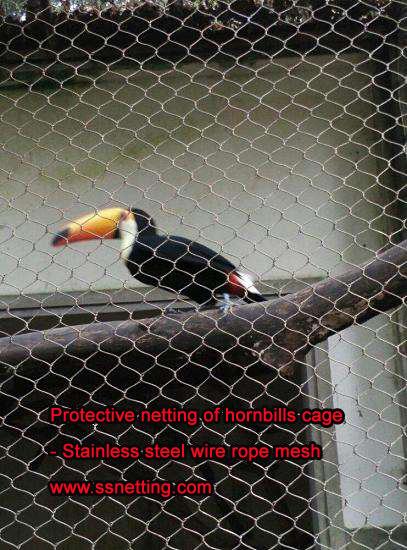 Protective netting of hornbills cage