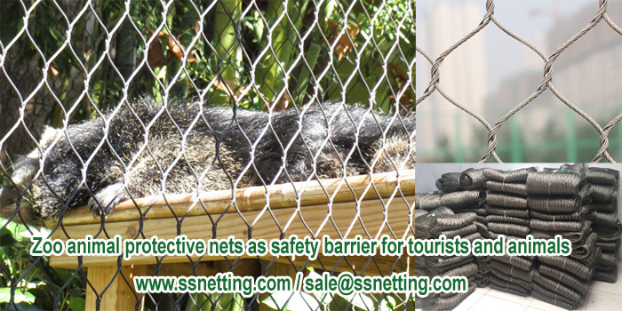 Zoo animal protective nets as safety barrier for tourists and animals