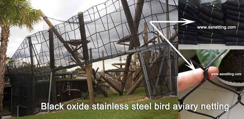 Black oxide stainless steel bird aviary netting